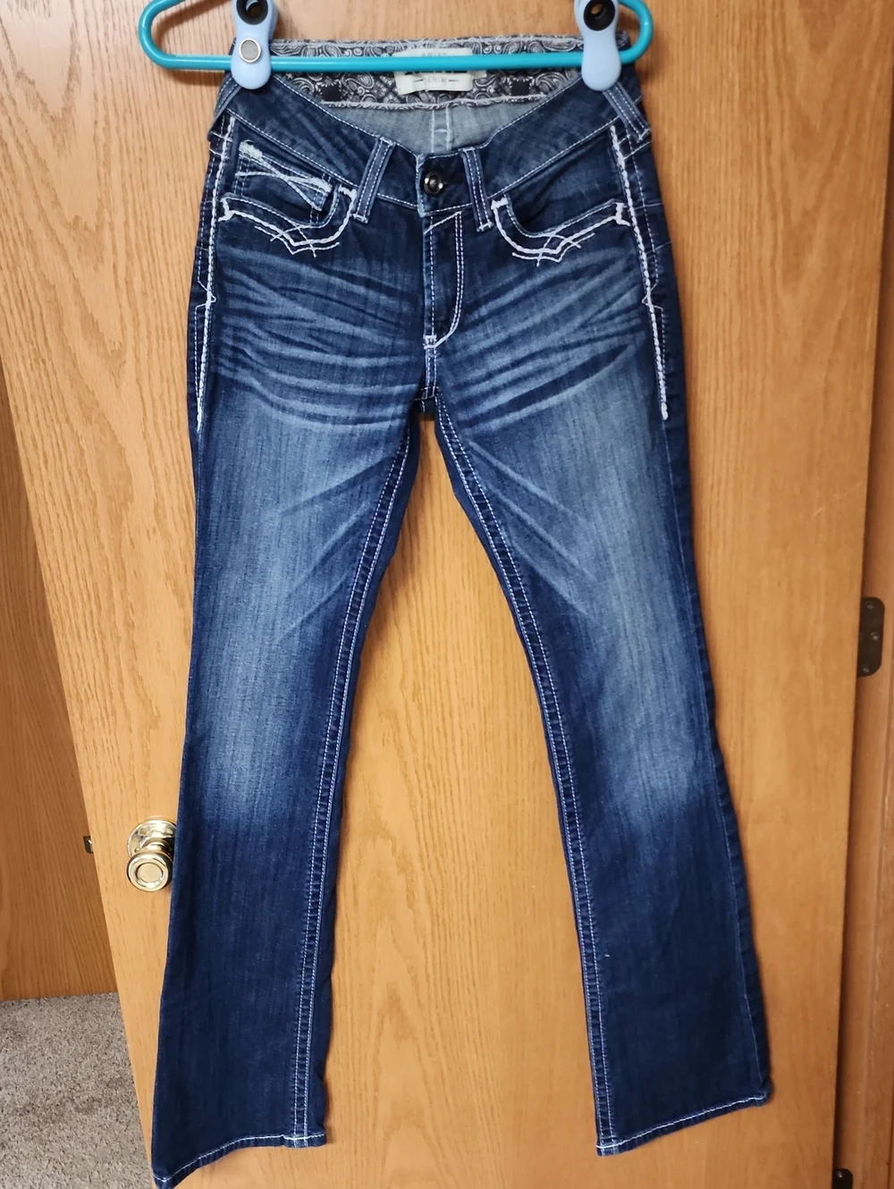 Ariat Women's Dark Blue Bootcut Jeans with Contrast Stitching 28L number 2084